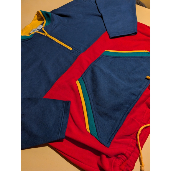 Vintage Huntington Ridge Pull Over Nautical Sweatshirt L LARGE Color Block Navy - Picture 2 of 11